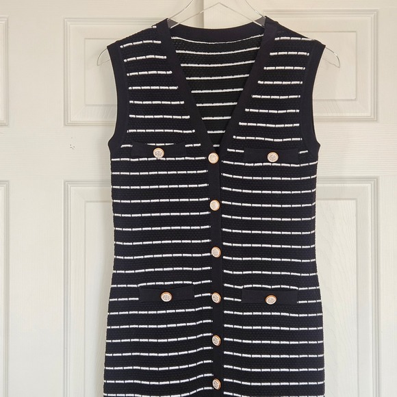 Commense Striped Metal Button Long Sweater Dress Size Small NEW Clean Girl Prep - Picture 5 of 10